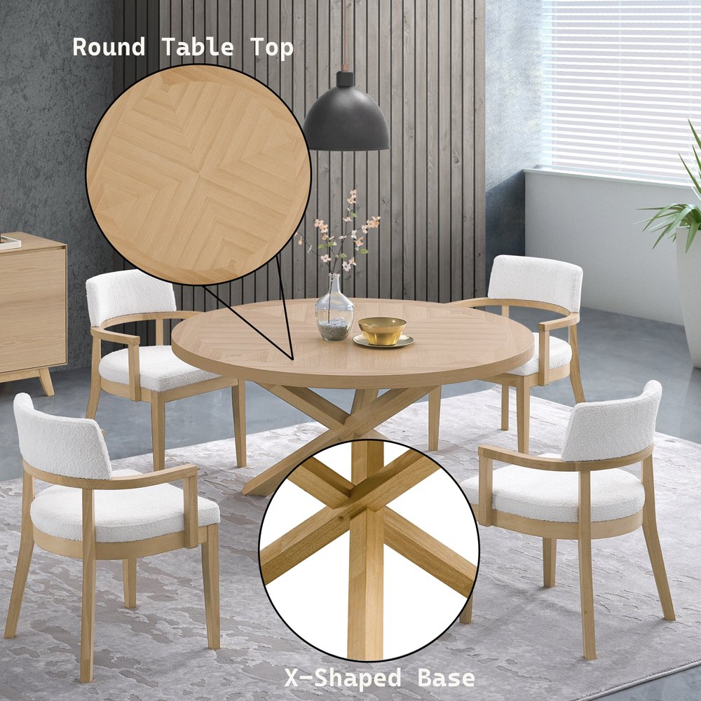 Kasem Round Dining Table, Oak