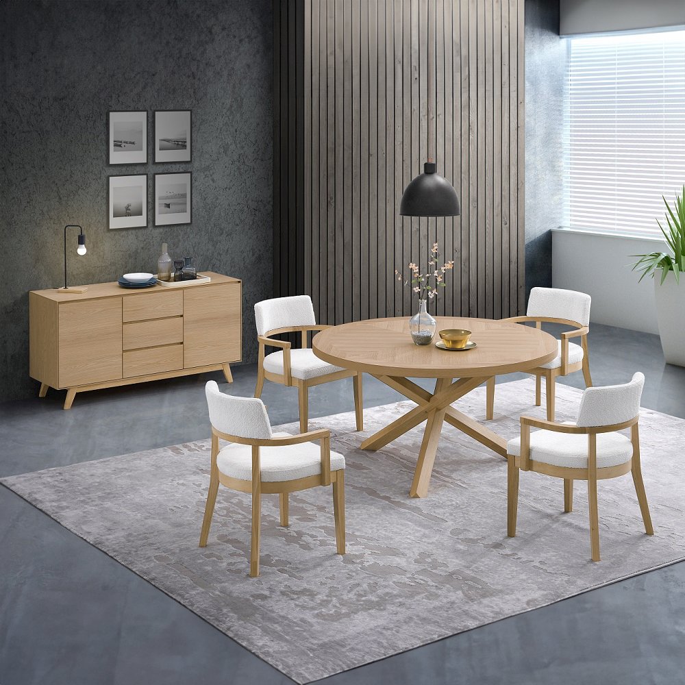 Kasem Round Dining Table, Oak