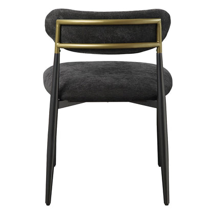 Jaramillo Side Chair (Set-2), Black Chenille & Black