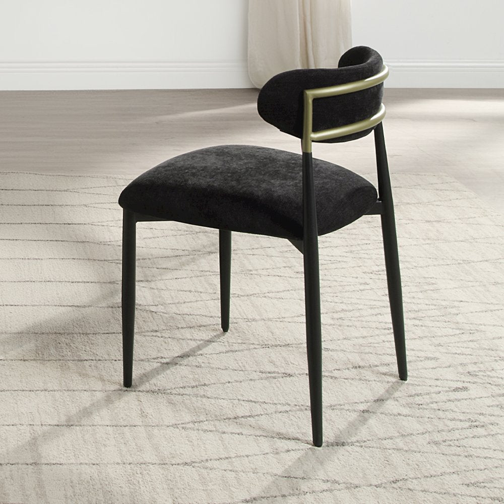 Jaramillo Side Chair (Set-2), Black Chenille & Black