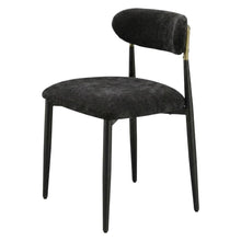 Chenille Dining Chairs, Set of 2, Black Chenille & Black