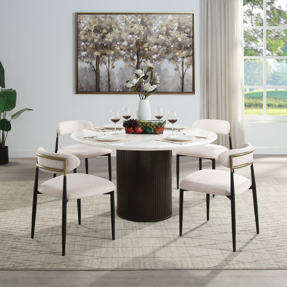 Jaramillo Side Chair (Set-2), Beige Linen & Black