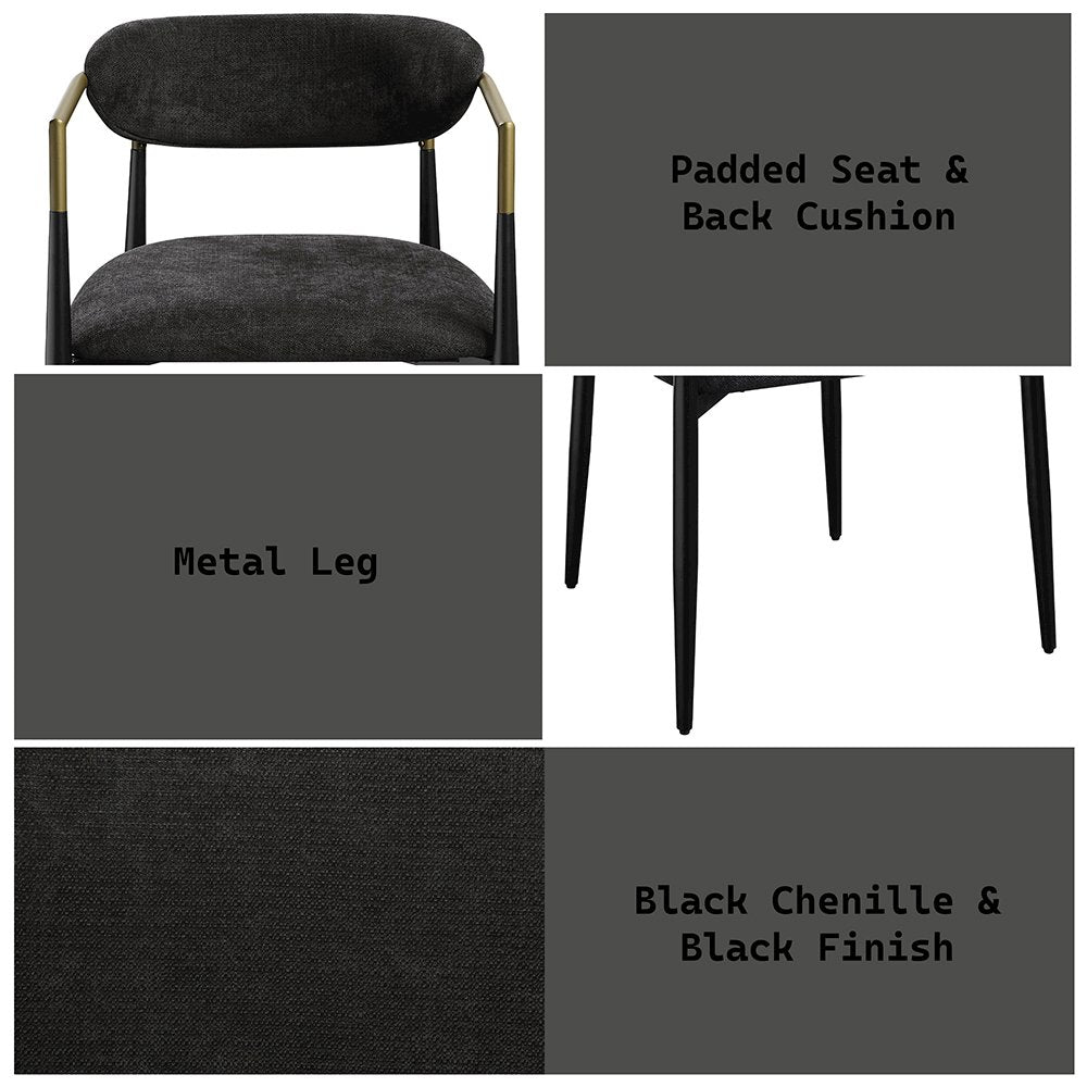 Jaramillo Arm Chair (Set-2), Beige Linen & Black