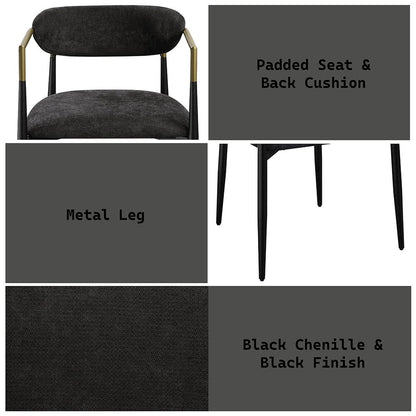 Jaramillo Arm Chair (Set-2), Beige Linen & Black