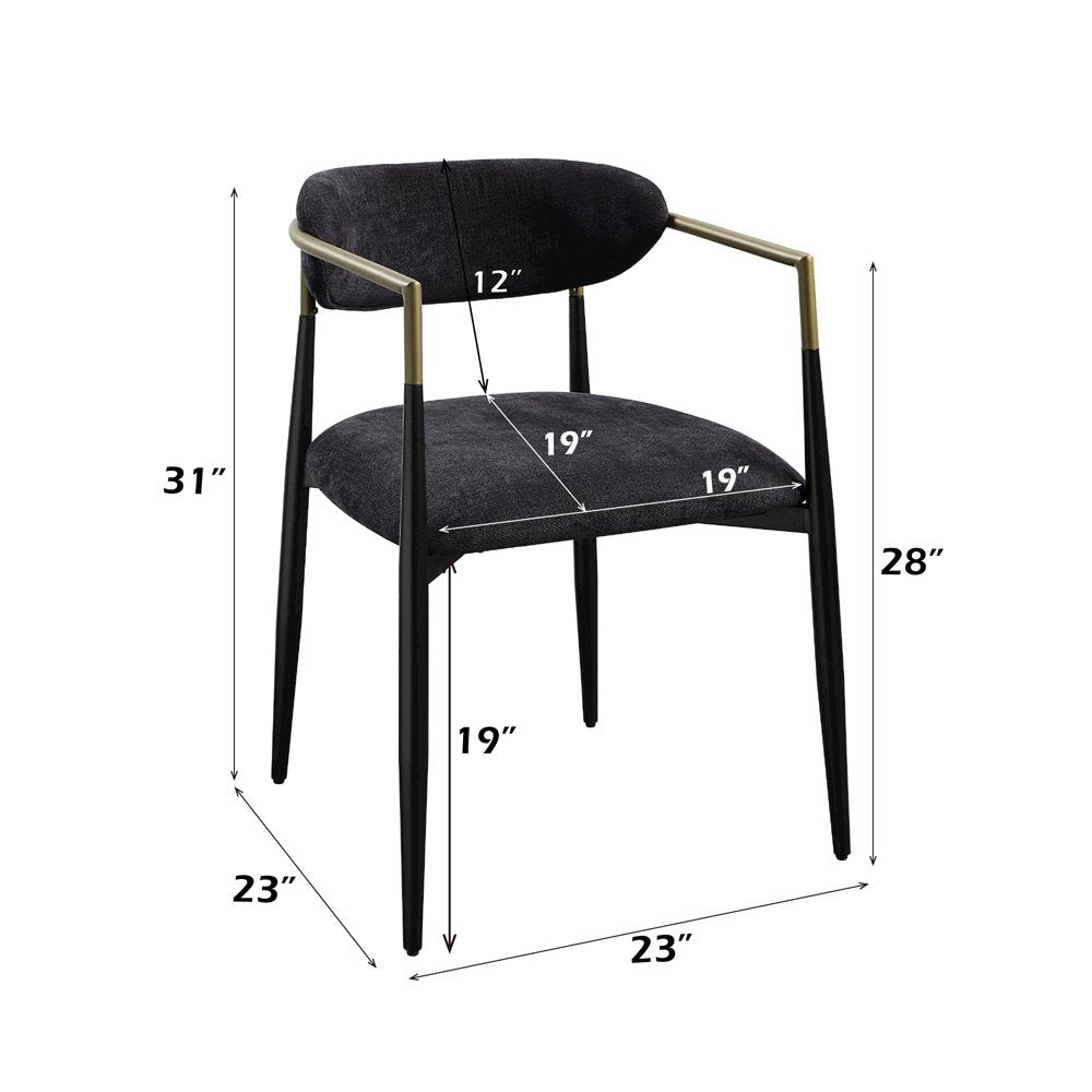 Jaramillo Arm Chair (Set-2), Beige Linen & Black