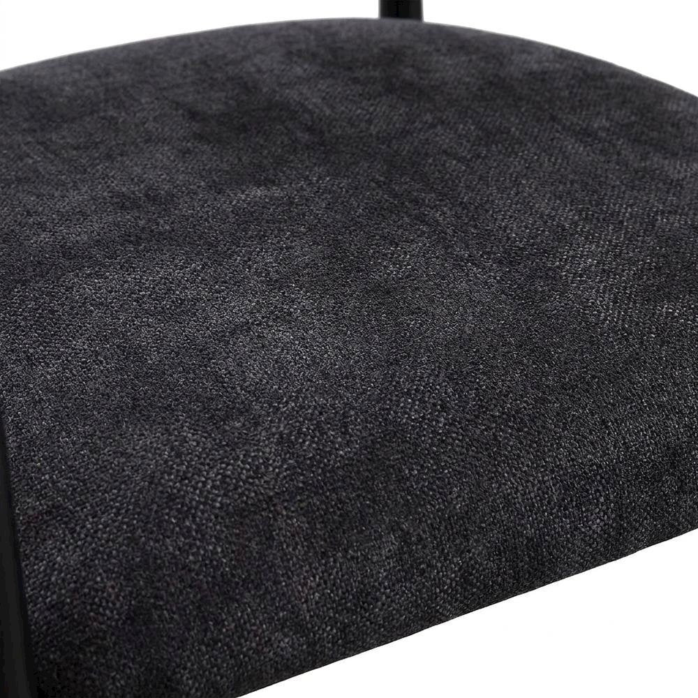 Chenille Accent Armchair with Wood and Metal Frame, Black Chenille & Black, Set of 2