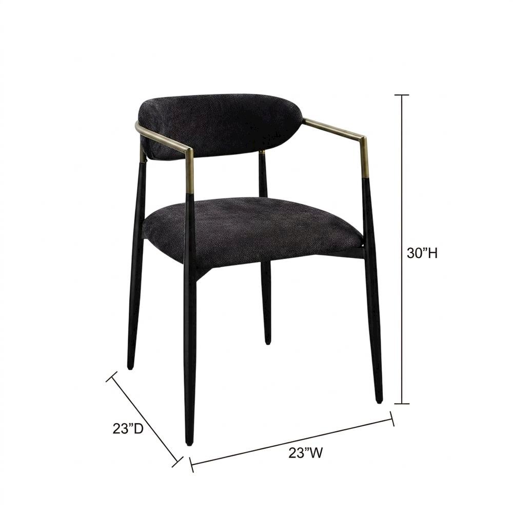 Chenille Accent Armchair with Wood and Metal Frame, Black Chenille & Black, Set of 2