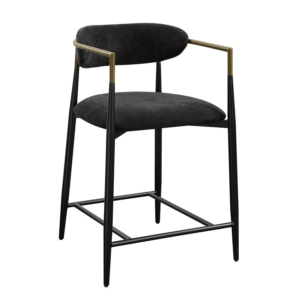 Jaramillo Counter Height Chair (Set-2), Black Chenille & Black