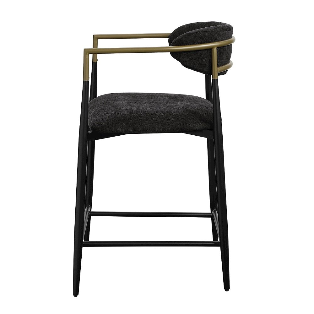 Jaramillo Counter Height Chair (Set-2), Black Chenille & Black
