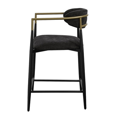 Jaramillo Counter Height Chair (Set-2), Black Chenille & Black