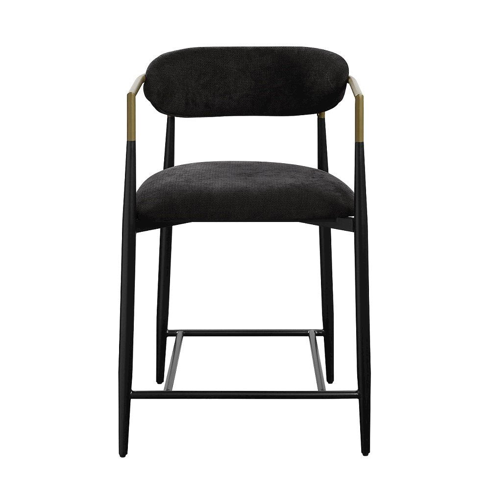 Jaramillo Counter Height Chair (Set-2), Black Chenille & Black