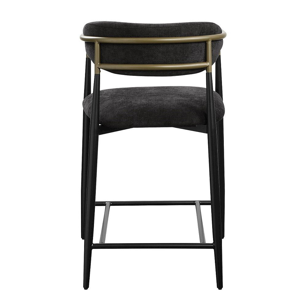 Jaramillo Counter Height Chair (Set-2), Black Chenille & Black