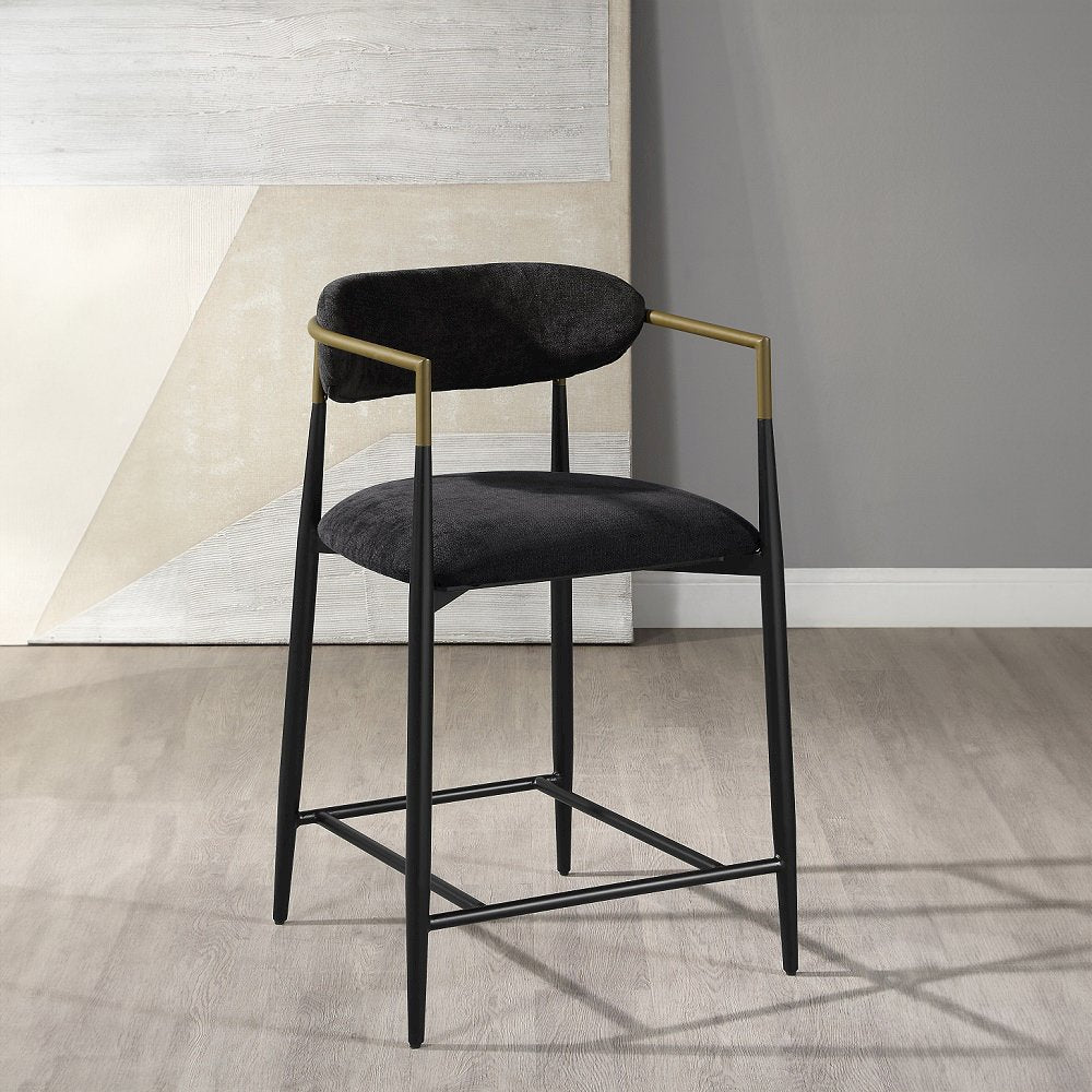 Jaramillo Counter Height Chair (Set-2), Black Chenille & Black