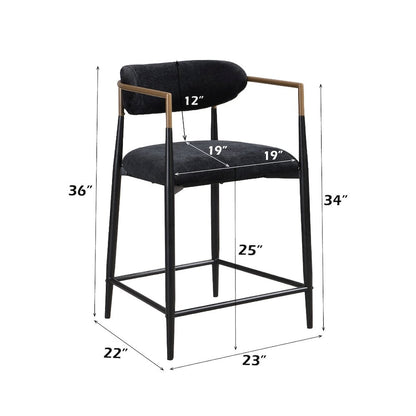 Jaramillo Counter Height Chair (Set-2), Black Chenille & Black