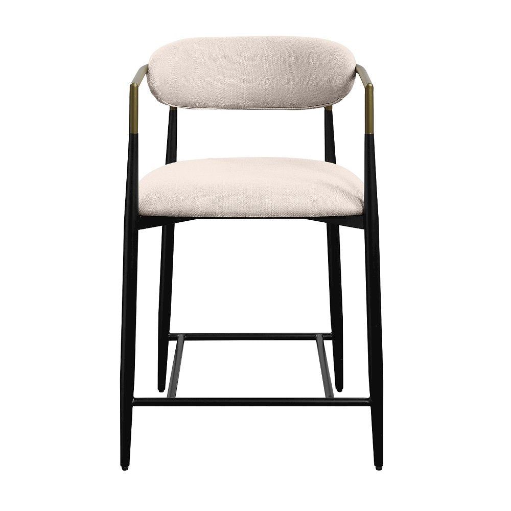 Jaramillo Counter Height Chair (Set-2), Beige Linen & Black