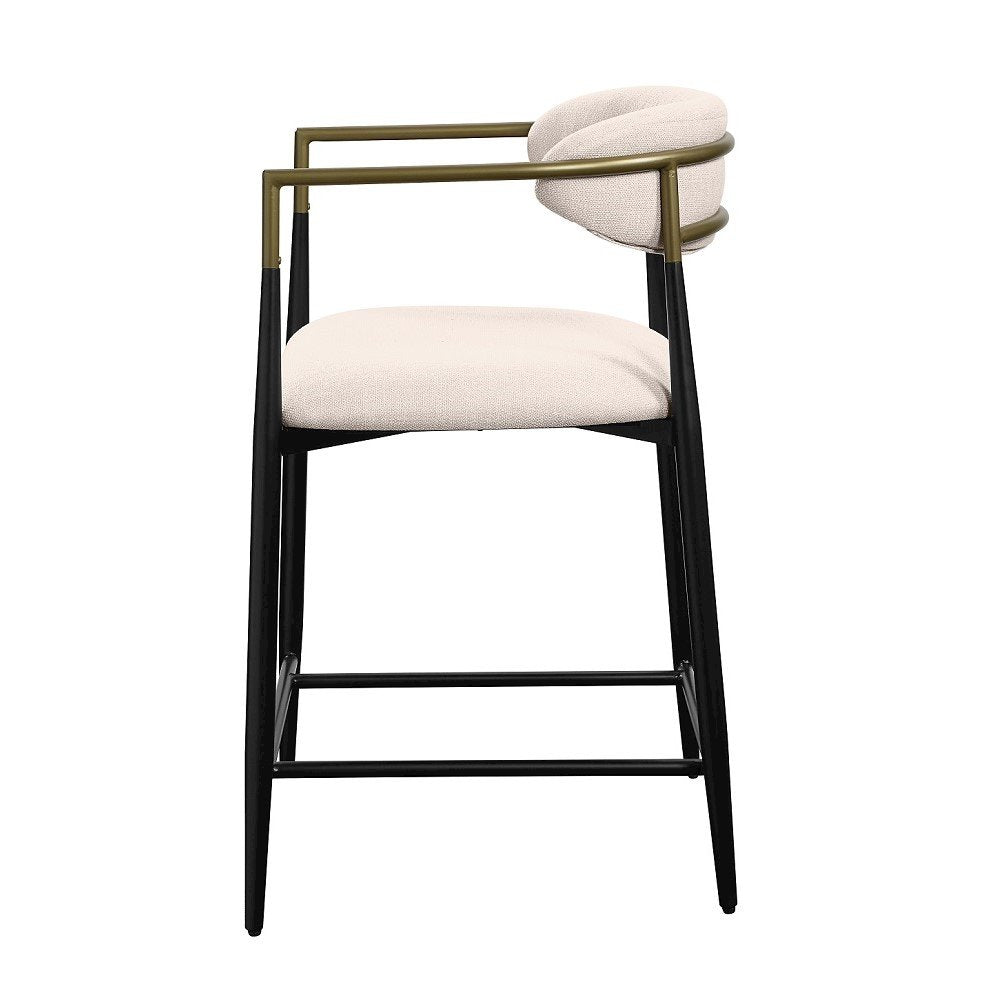 Jaramillo Counter Height Chair (Set-2), Beige Linen & Black