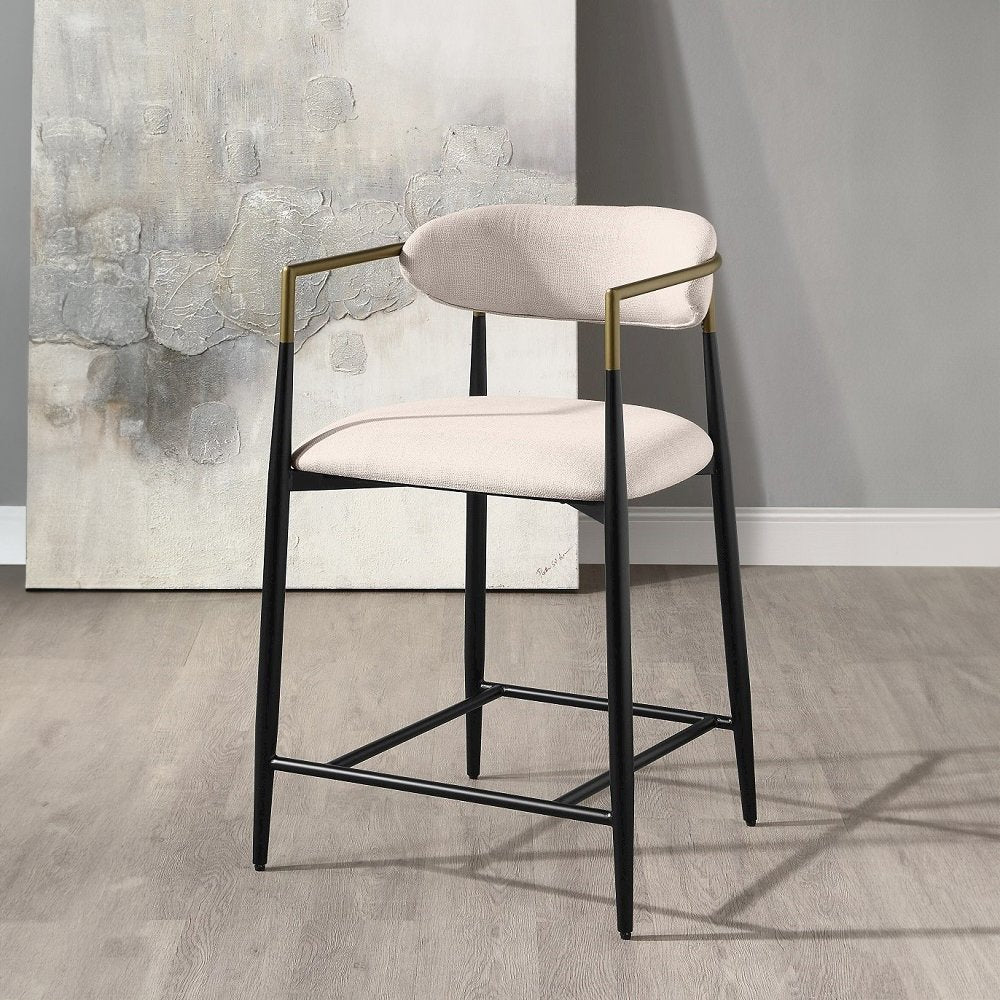 Jaramillo Counter Height Chair (Set-2), Beige Linen & Black