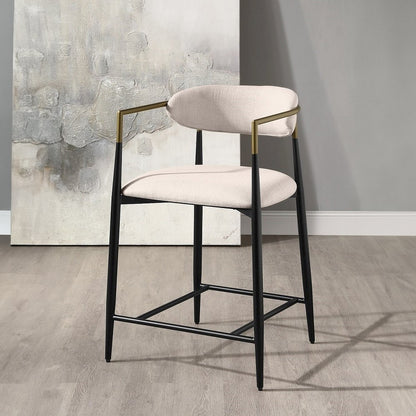 Jaramillo Counter Height Chair (Set-2), Beige Linen & Black