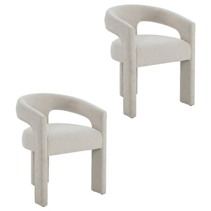 Linen-Upholstered Accent Chair for Living Room with Solid Wood Legs, Beige Linen, Set of 2