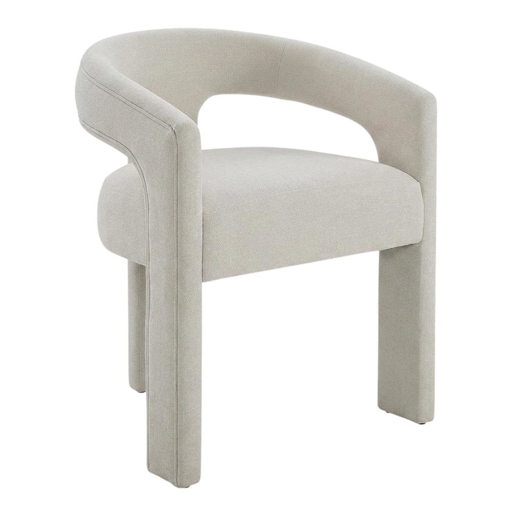Linen-Upholstered Accent Chair for Living Room with Solid Wood Legs, Beige Linen, Set of 2