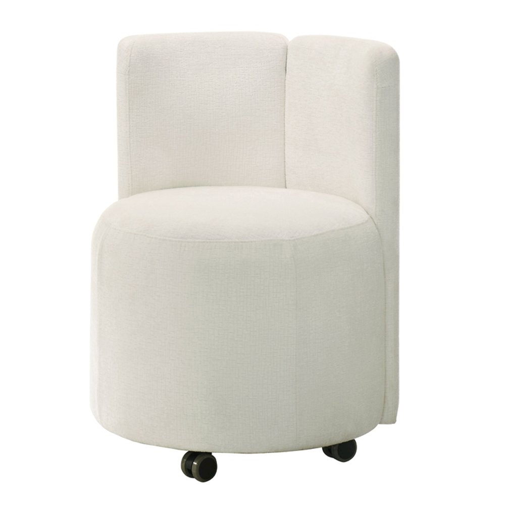 Blayde Side Chair w/Swivel Casters (Set-2), White Chenille