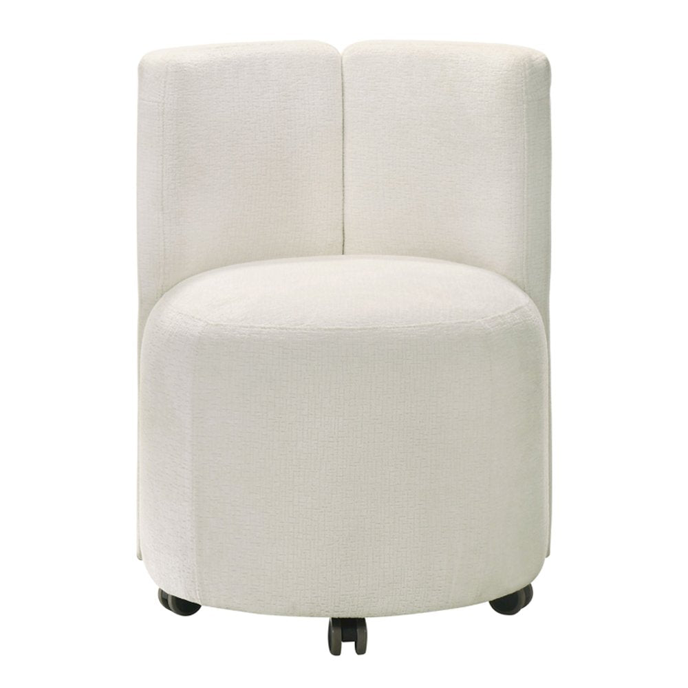 Blayde Side Chair w/Swivel Casters (Set-2), White Chenille