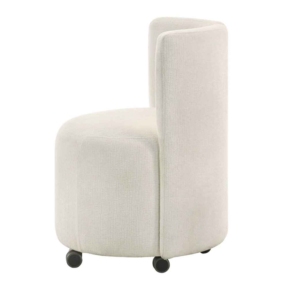 Blayde Side Chair w/Swivel Casters (Set-2), White Chenille