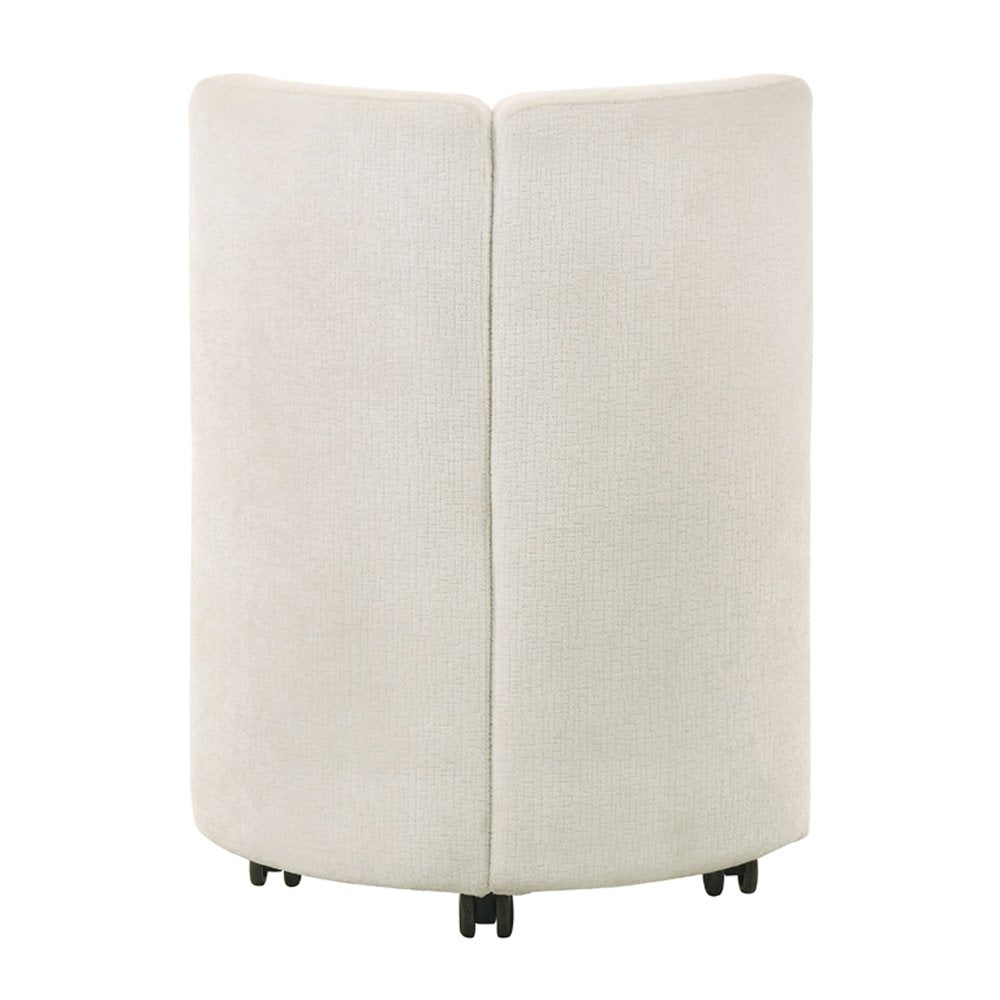Blayde Side Chair w/Swivel Casters (Set-2), White Chenille
