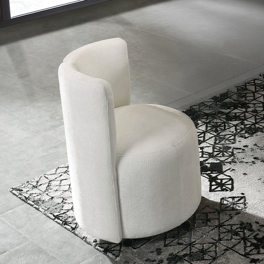 Blayde Side Chair w/Swivel Casters (Set-2), White Chenille
