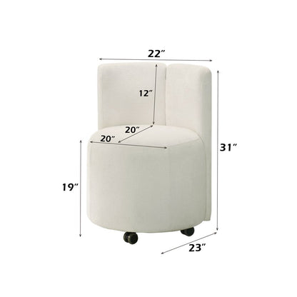 Blayde Side Chair w/Swivel Casters (Set-2), White Chenille