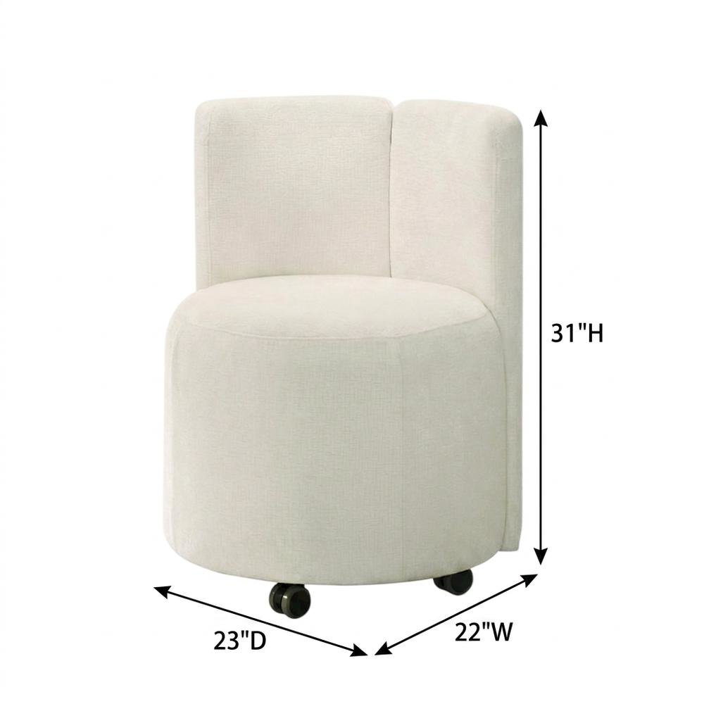 Chenille Upholstered Swivel Accent Chair, White Chenille, Set of 2