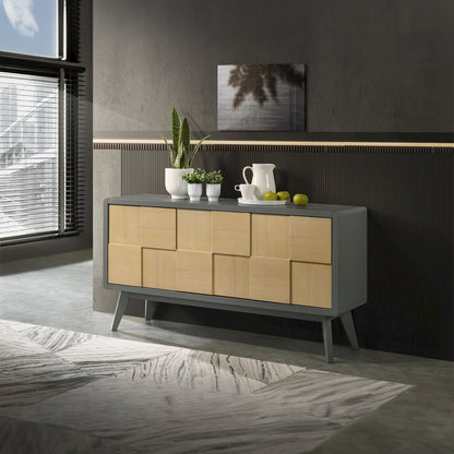 Blayde Server, Light Gray & Natural