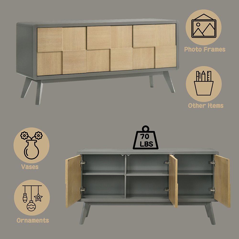 Blayde Server, Light Gray & Natural