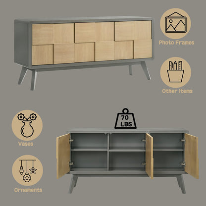 Blayde Server, Light Gray & Natural
