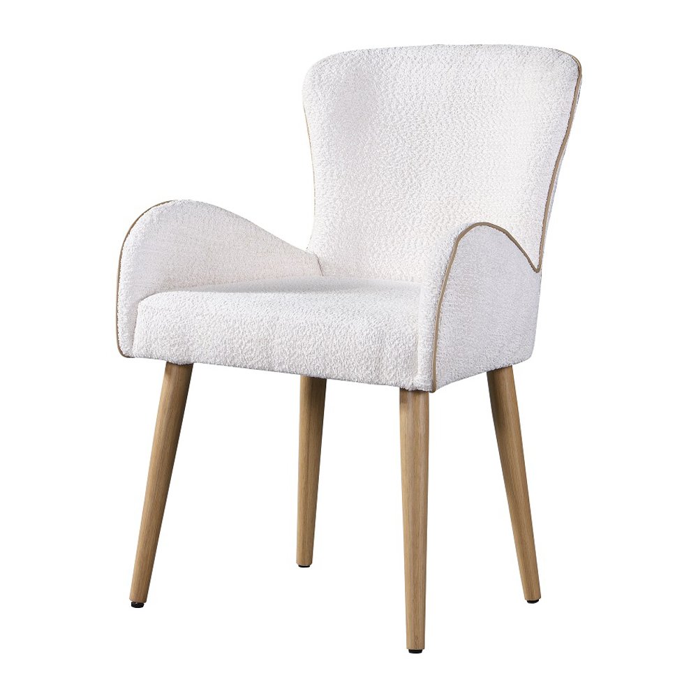 Qwin Arm Chair (Set-2), Beige Boucle & Oak