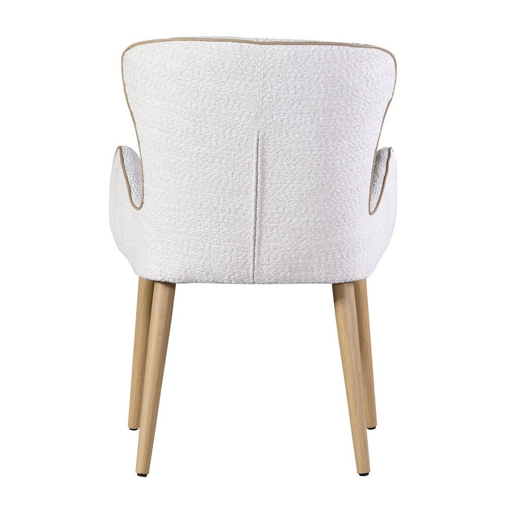 Qwin Arm Chair (Set-2), Beige Boucle & Oak