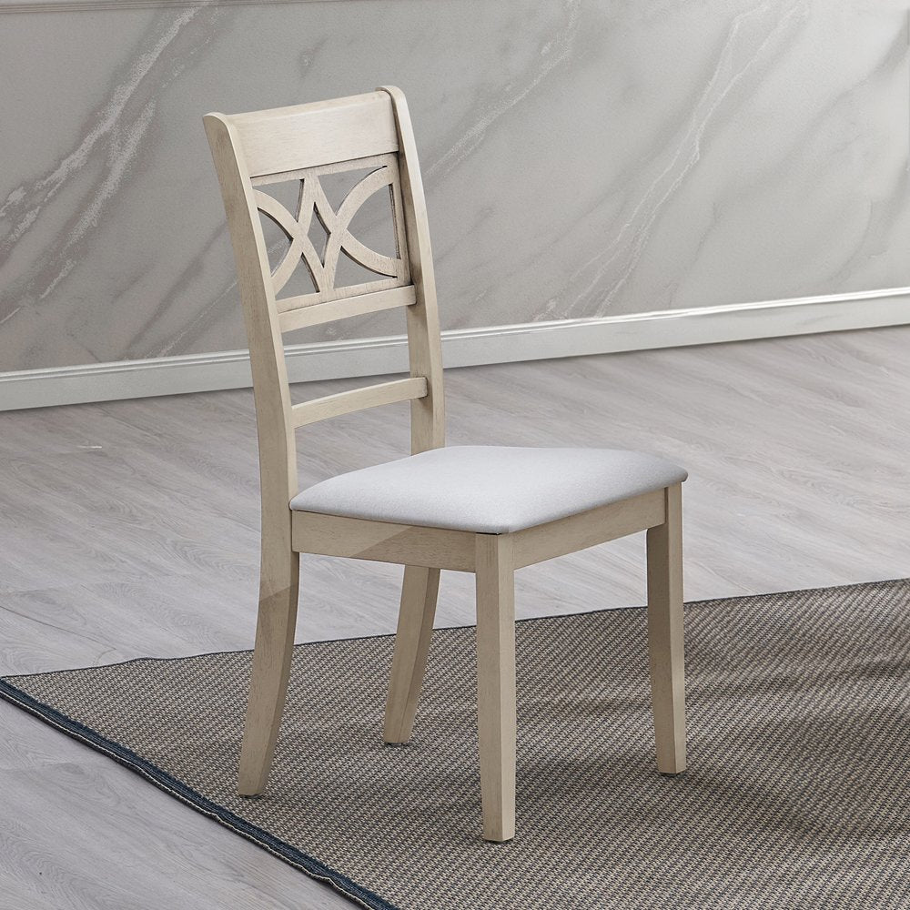 Ferris Side Chair (Set-2), Beige Linen & Antique Bone White
