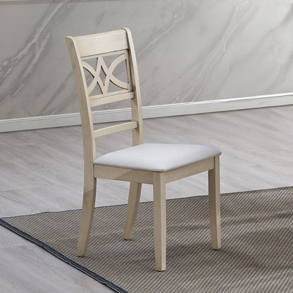 Ferris Side Chair (Set-2), Beige Linen & Antique Bone White