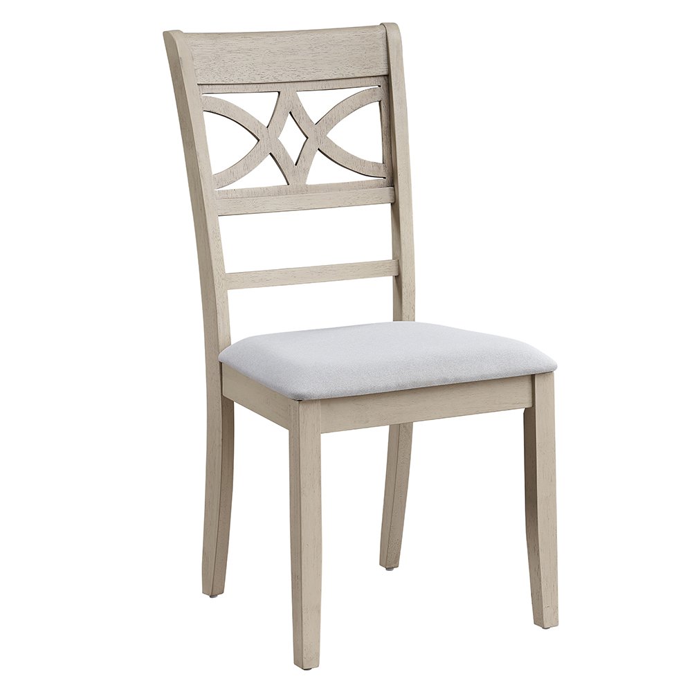 Ferris Side Chair (Set-2), Beige Linen & Antique Bone White