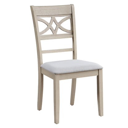 Ferris Side Chair (Set-2), Beige Linen & Antique Bone White