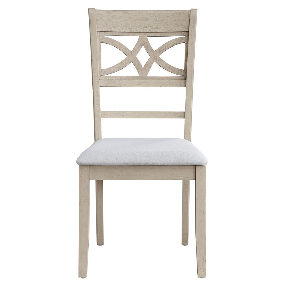Ferris Side Chair (Set-2), Beige Linen & Antique Bone White