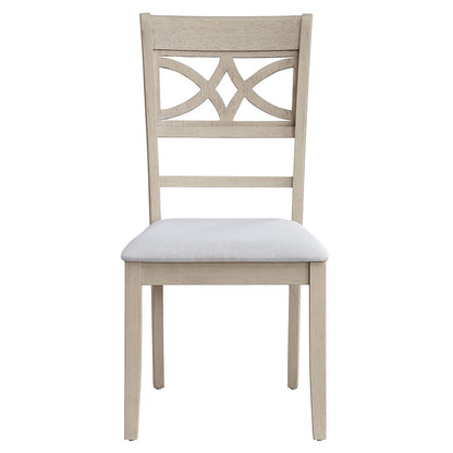 Ferris Side Chair (Set-2), Beige Linen & Antique Bone White