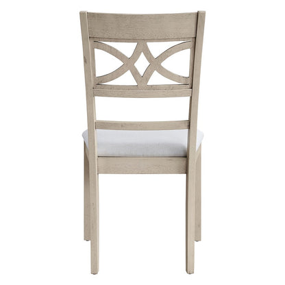 Ferris Side Chair (Set-2), Beige Linen & Antique Bone White