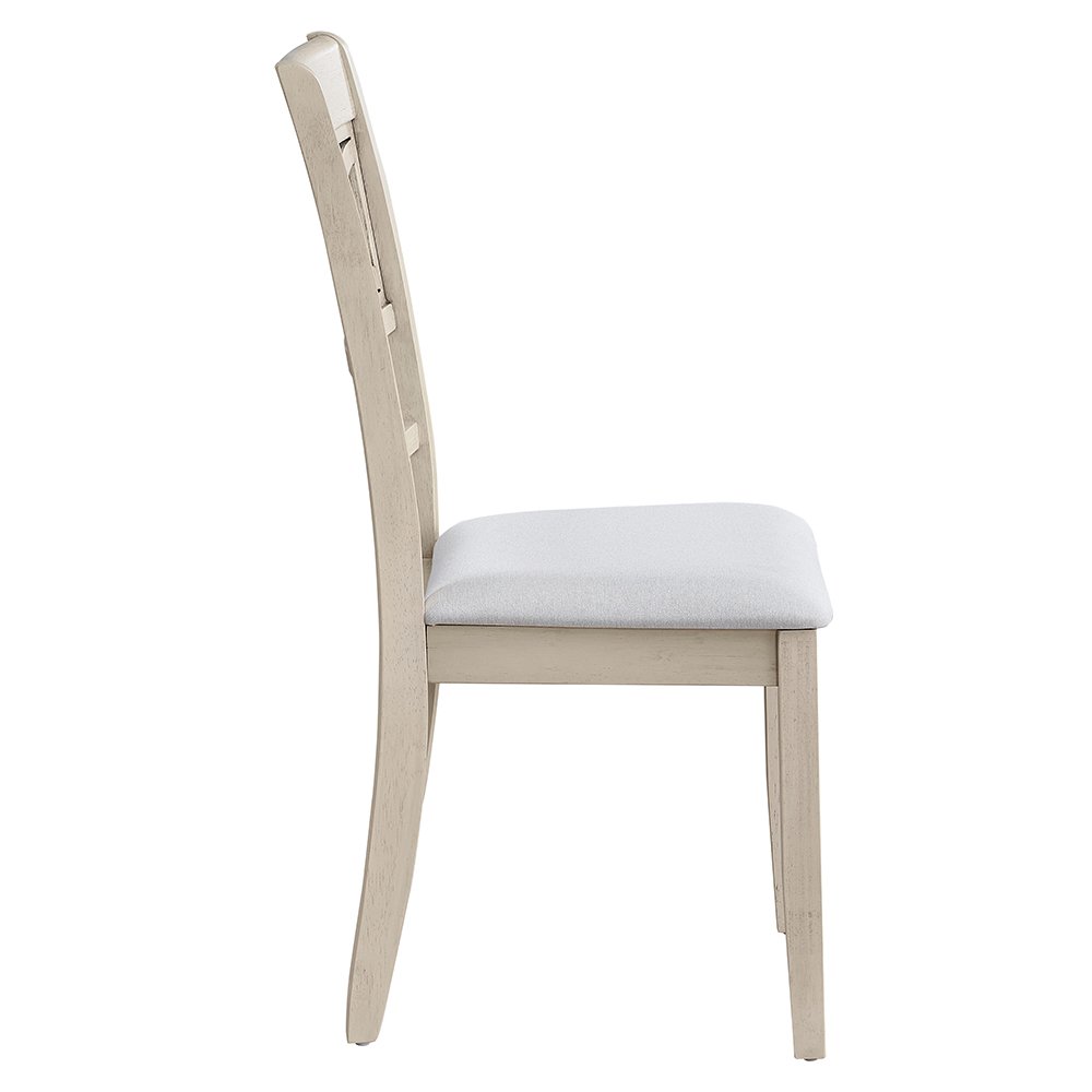 Ferris Side Chair (Set-2), Beige Linen & Antique Bone White
