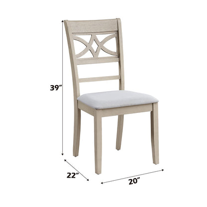 Ferris Side Chair (Set-2), Beige Linen & Antique Bone White