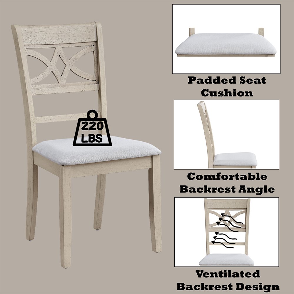 Ferris Side Chair (Set-2), Beige Linen & Antique Bone White