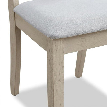 Linen Dining Side Chairs with Wood Frame, Beige Linen & Antique Bone White, Set of 2