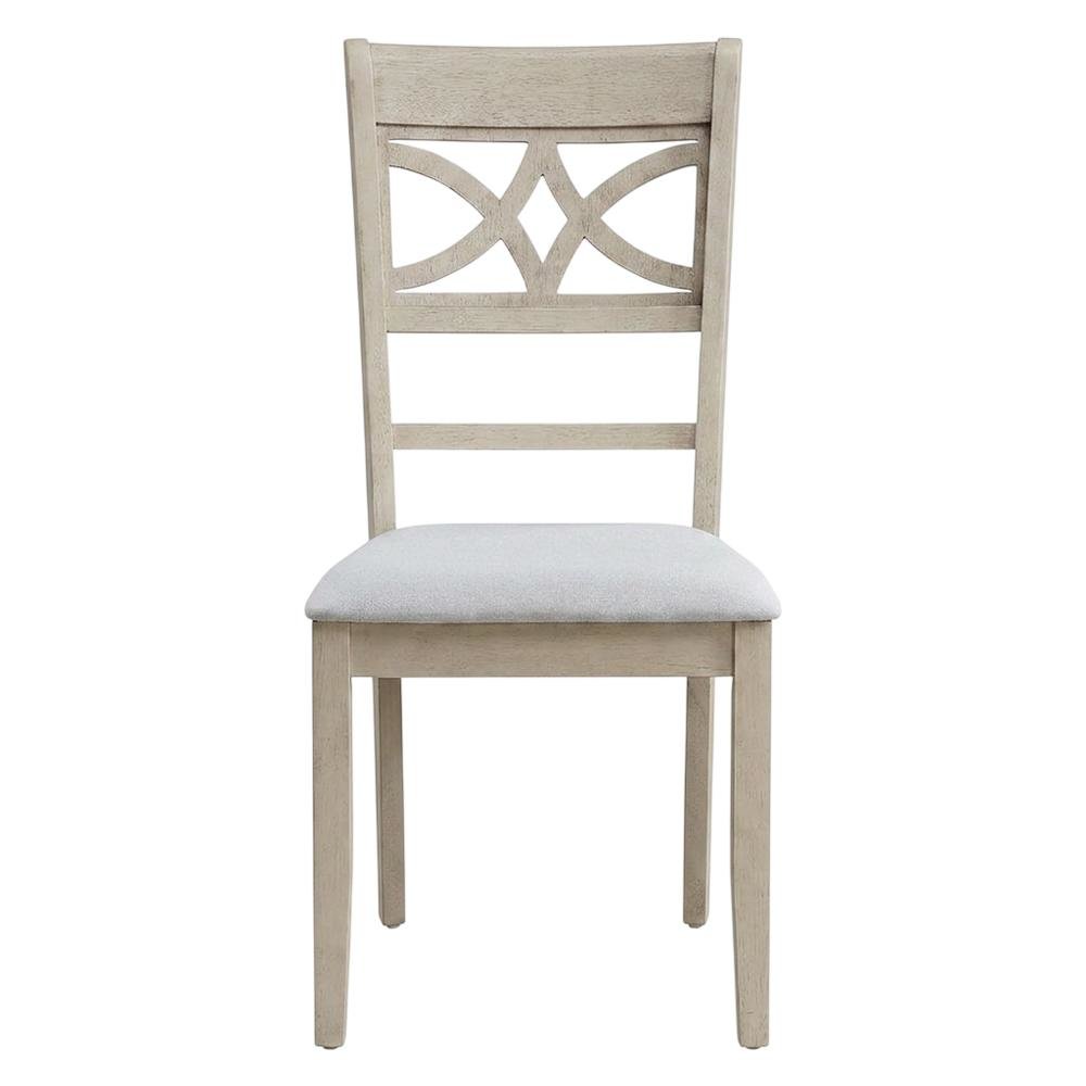 Linen Dining Side Chairs with Wood Frame, Beige Linen & Antique Bone White, Set of 2