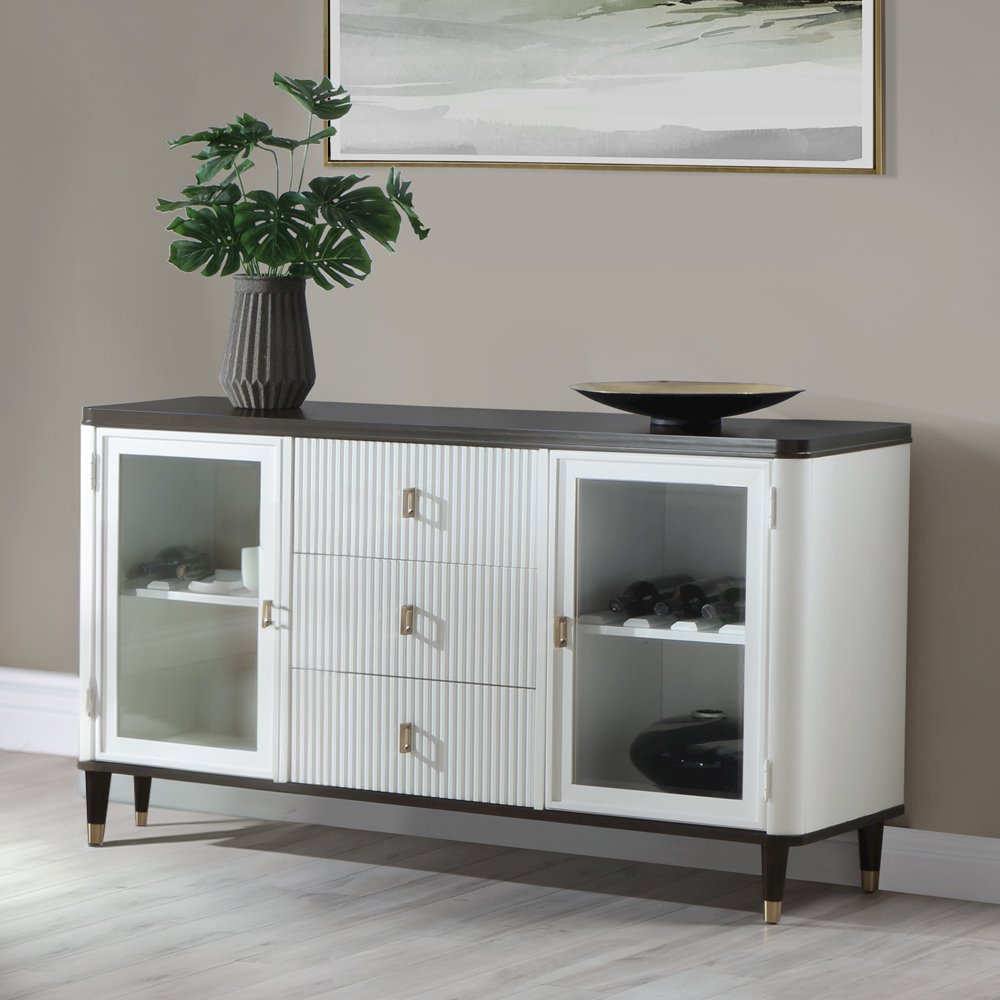 Carena Server, White & Walnut