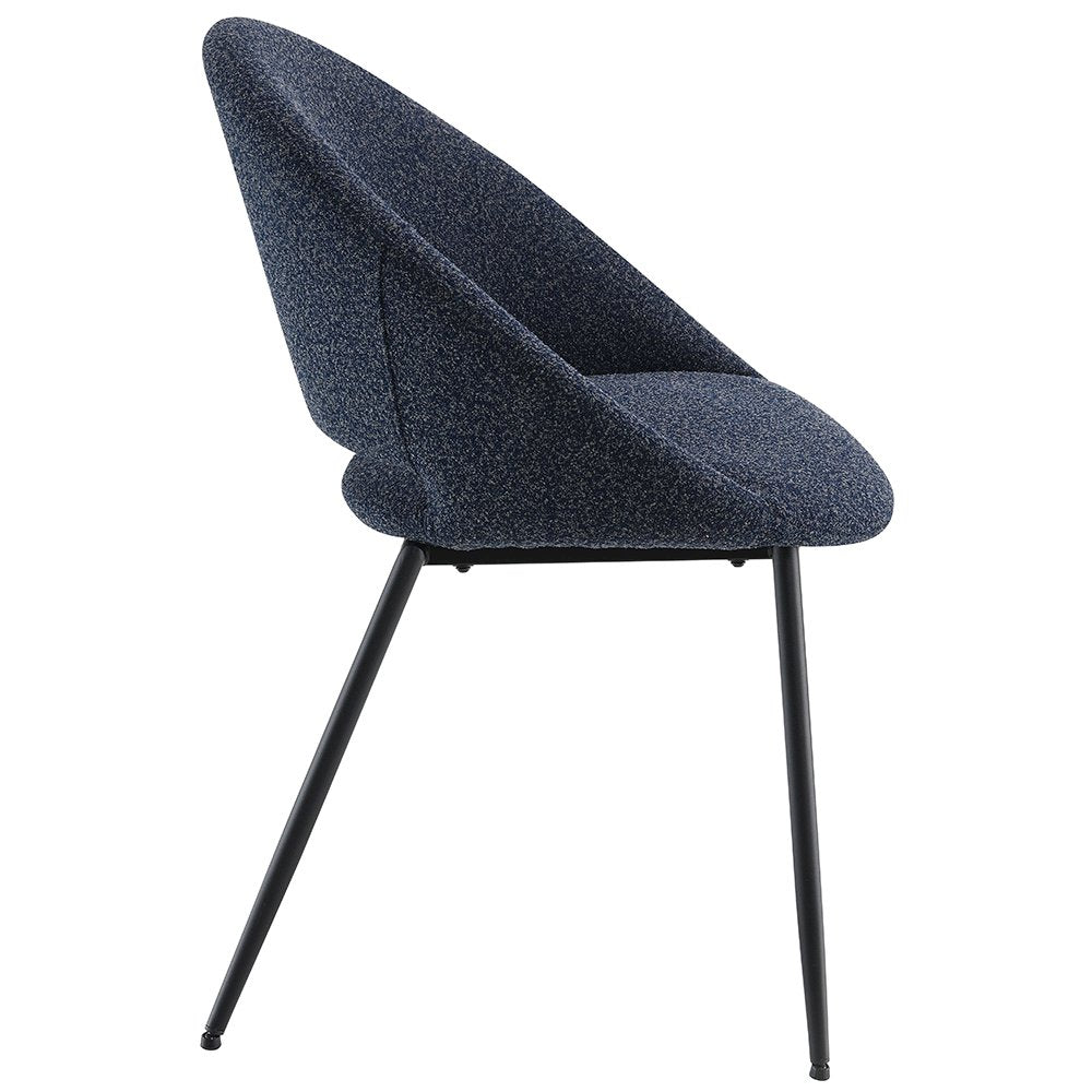 Klaus Side Chair (Set-2), Navy Boucle & Black